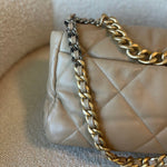 CHANEL Handbag 21S Large Beige/Gold Lambskin Quilted 19 Flap Mixed Hardware - Redeluxe