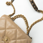 CHANEL Handbag 21S Large Beige/Gold Lambskin Quilted 19 Flap Mixed Hardware - Redeluxe