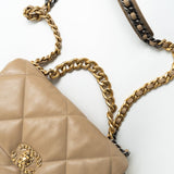 CHANEL Handbag 21S Large Beige/Gold Lambskin Quilted 19 Flap Mixed Hardware - Redeluxe
