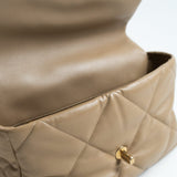 CHANEL Handbag 21S Large Beige/Gold Lambskin Quilted 19 Flap Mixed Hardware - Redeluxe