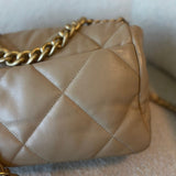 CHANEL Handbag 21S Large Beige/Gold Lambskin Quilted 19 Flap Mixed Hardware - Redeluxe