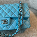 CHANEL Handbag 21S Neon Blue Lambskin Quilted Classic Flap Medium SHW - Redeluxe