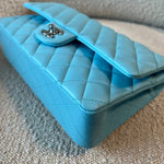 CHANEL Handbag 21S Neon Blue Lambskin Quilted Classic Flap Medium SHW - Redeluxe