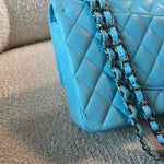 CHANEL Handbag 21S Neon Blue Lambskin Quilted Classic Flap Medium SHW - Redeluxe