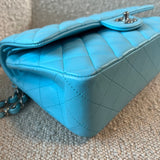 CHANEL Handbag 21S Neon Blue Lambskin Quilted Classic Flap Medium SHW - Redeluxe