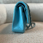 CHANEL Handbag 21S Neon Blue Lambskin Quilted Classic Flap Medium SHW - Redeluxe