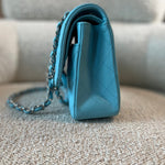 CHANEL Handbag 21S Neon Blue Lambskin Quilted Classic Flap Medium SHW - Redeluxe