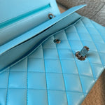 CHANEL Handbag 21S Neon Blue Lambskin Quilted Classic Flap Medium SHW - Redeluxe