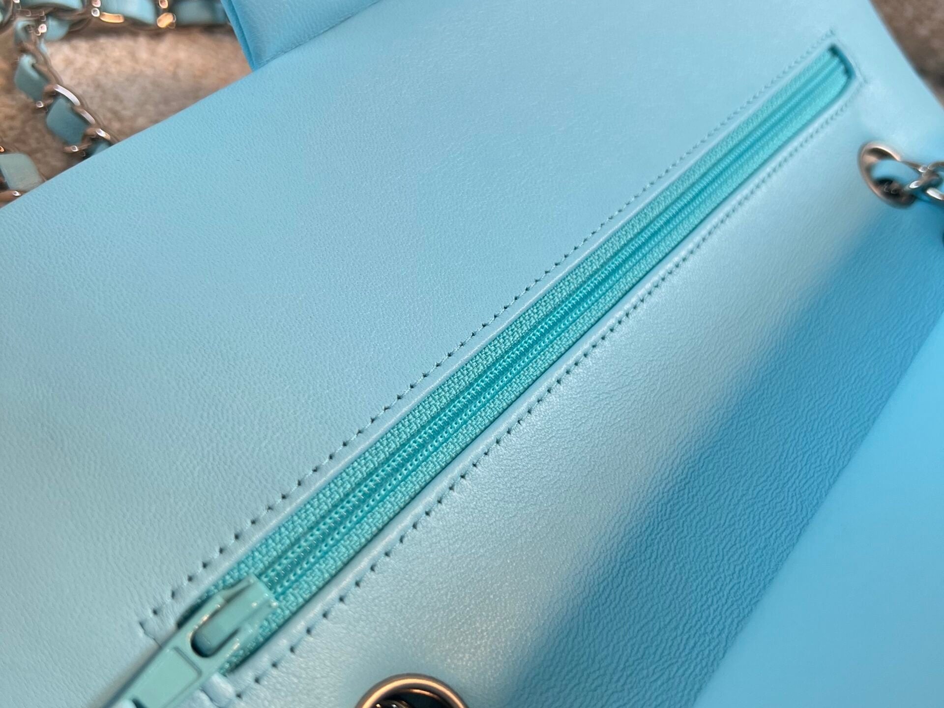 CHANEL Handbag 21S Neon Blue Lambskin Quilted Classic Flap Medium SHW - Redeluxe