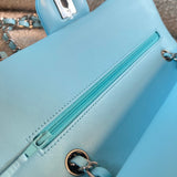 CHANEL Handbag 21S Neon Blue Lambskin Quilted Classic Flap Medium SHW - Redeluxe