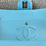 CHANEL Handbag 21S Neon Blue Lambskin Quilted Classic Flap Medium SHW - Redeluxe