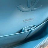 CHANEL Handbag 21S Neon Blue Lambskin Quilted Classic Flap Medium SHW - Redeluxe