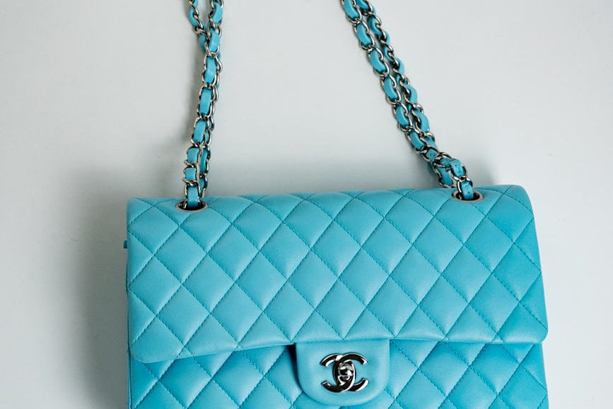 CHANEL Handbag 21S Neon Blue Lambskin Quilted Classic Flap Medium SHW - Redeluxe