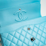 CHANEL Handbag 21S Neon Blue Lambskin Quilted Classic Flap Medium SHW - Redeluxe