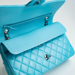 CHANEL Handbag 21S Neon Blue Lambskin Quilted Classic Flap Medium SHW - Redeluxe
