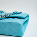 CHANEL Handbag 21S Neon Blue Lambskin Quilted Classic Flap Medium SHW - Redeluxe