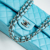 CHANEL Handbag 21S Neon Blue Lambskin Quilted Classic Flap Medium SHW - Redeluxe