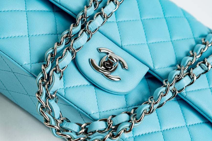 CHANEL Handbag 21S Neon Blue Lambskin Quilted Classic Flap Medium SHW - Redeluxe