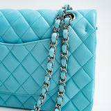 CHANEL Handbag 21S Neon Blue Lambskin Quilted Classic Flap Medium SHW - Redeluxe