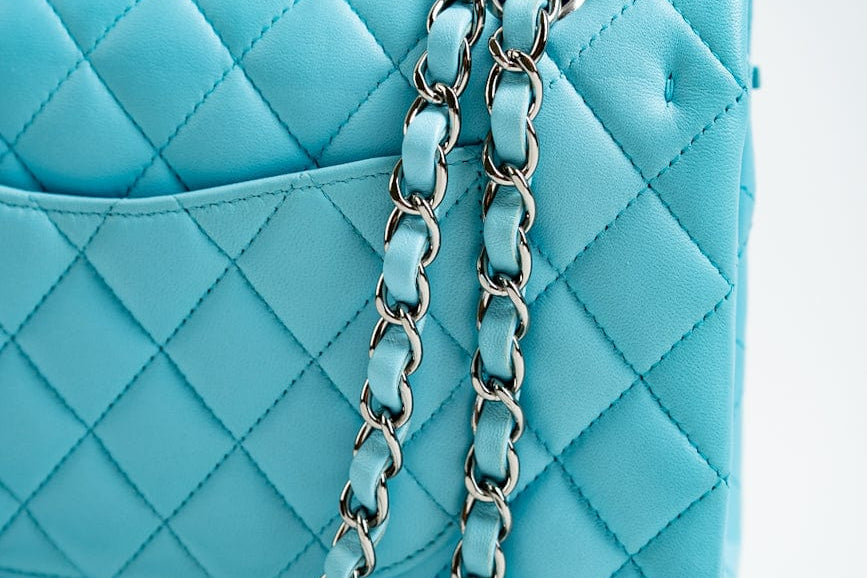 CHANEL Handbag 21S Neon Blue Lambskin Quilted Classic Flap Medium SHW - Redeluxe