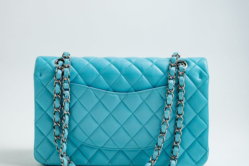 CHANEL Handbag 21S Neon Blue Lambskin Quilted Classic Flap Medium SHW - Redeluxe