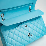 CHANEL Handbag 21S Neon Blue Lambskin Quilted Classic Flap Medium SHW - Redeluxe