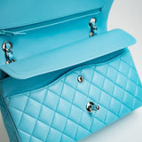 CHANEL Handbag 21S Neon Blue Lambskin Quilted Classic Flap Medium SHW - Redeluxe