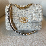 CHANEL Handbag 21S Oreo Tweed Quilted 19 Flap Small Mixed Hardware - Redeluxe