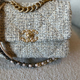 CHANEL Handbag 21S Oreo Tweed Quilted 19 Flap Small Mixed Hardware - Redeluxe