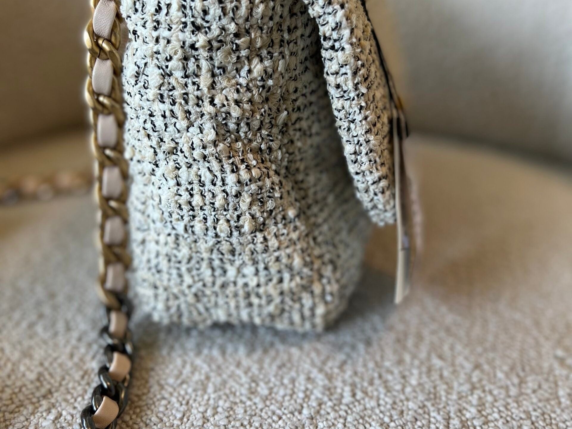 CHANEL Handbag 21S Oreo Tweed Quilted 19 Flap Small Mixed Hardware - Redeluxe