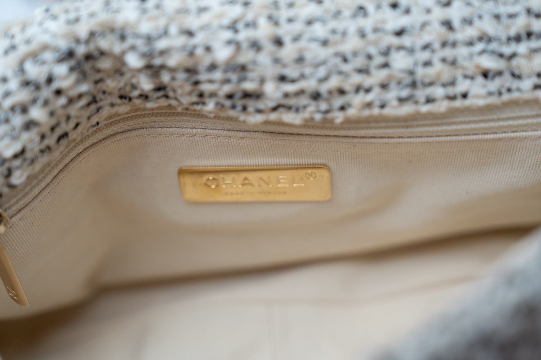 CHANEL Handbag 21S Oreo Tweed Quilted 19 Flap Small Mixed Hardware - Redeluxe