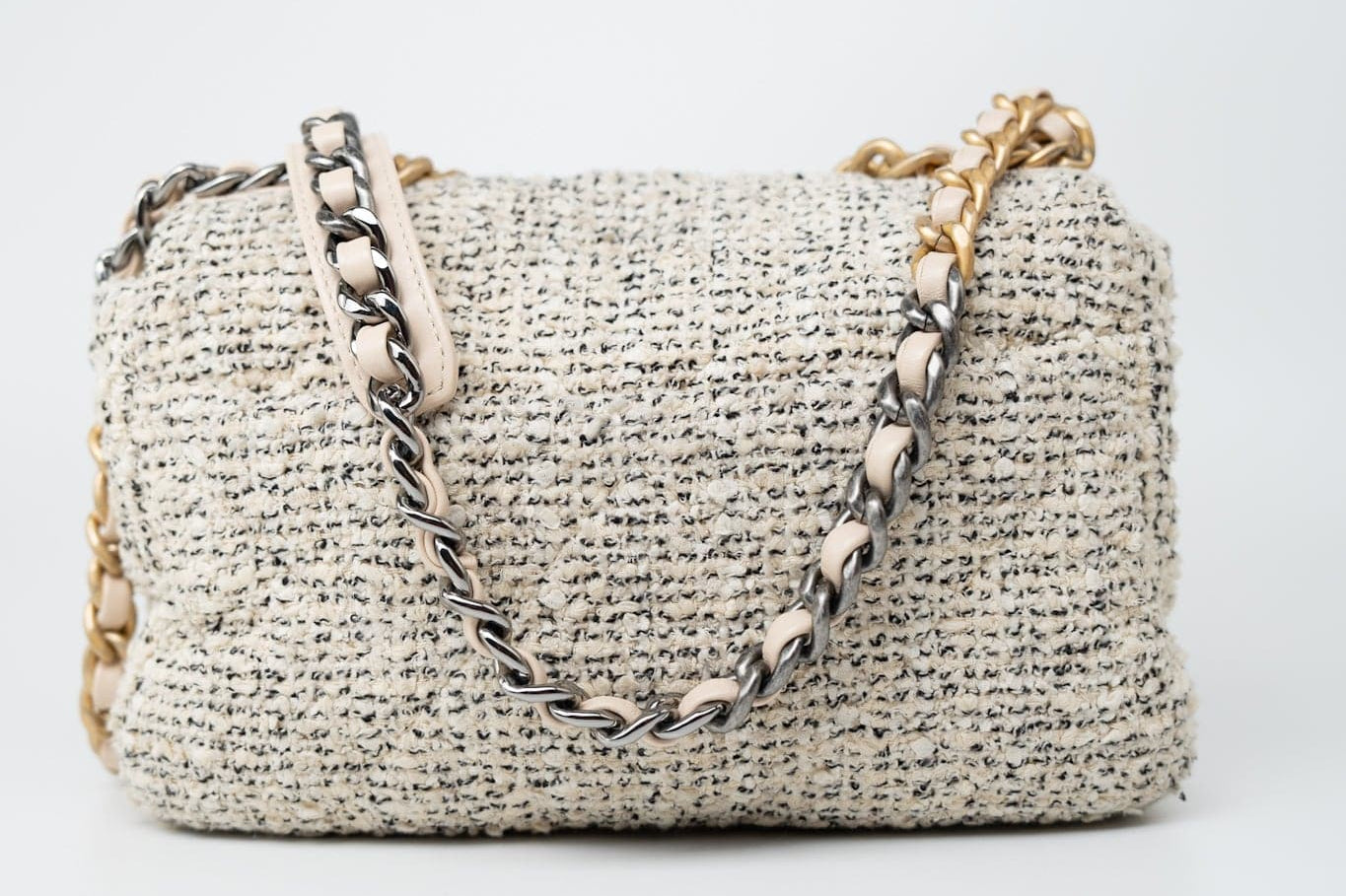 CHANEL Handbag 21S Oreo Tweed Quilted 19 Flap Small Mixed Hardware - Redeluxe