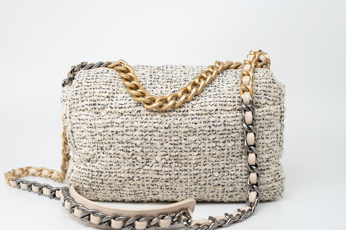 CHANEL Handbag 21S Oreo Tweed Quilted 19 Flap Small Mixed Hardware - Redeluxe