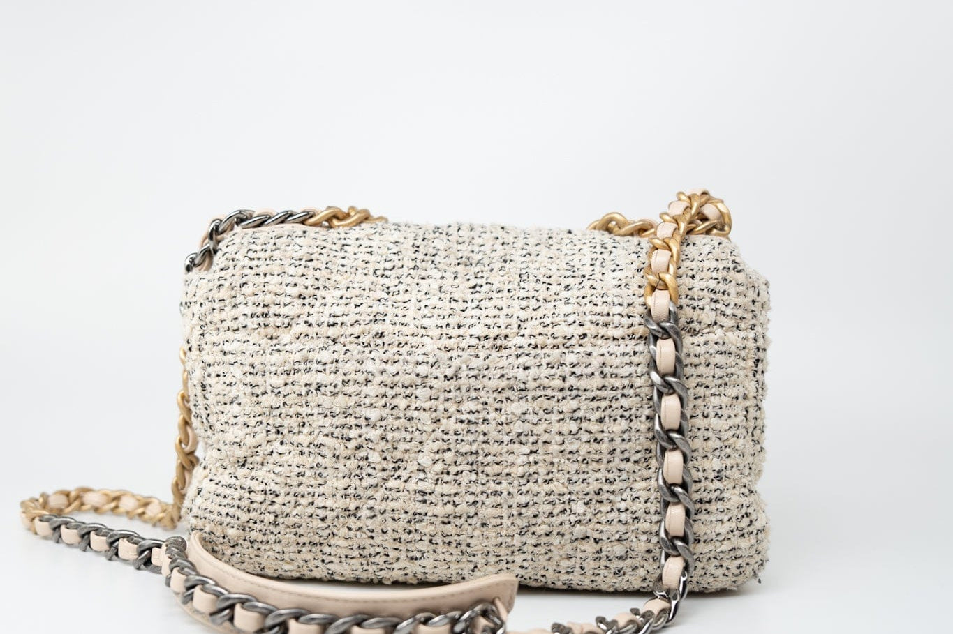 CHANEL Handbag 21S Oreo Tweed Quilted 19 Flap Small Mixed Hardware - Redeluxe