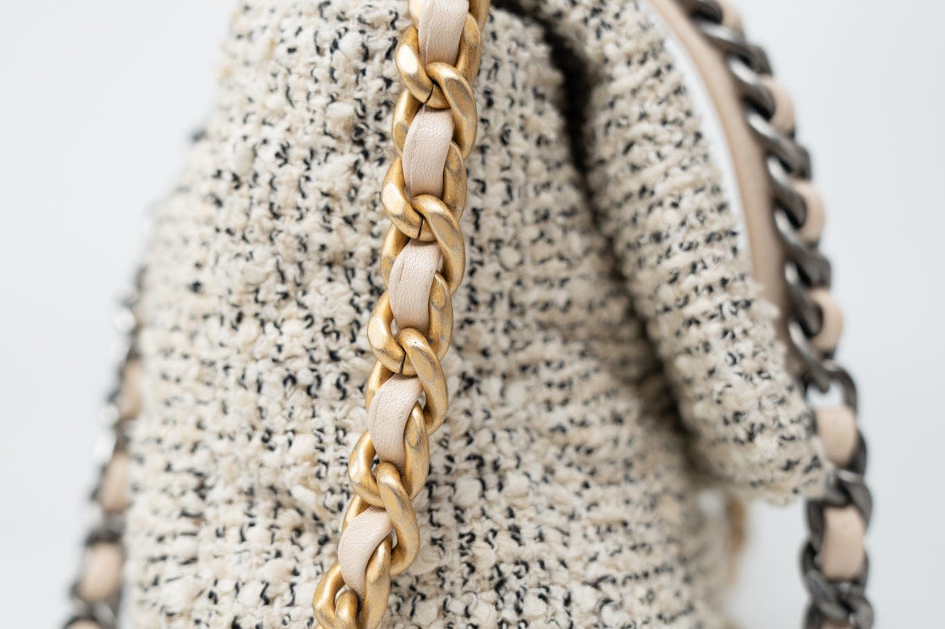 CHANEL Handbag 21S Oreo Tweed Quilted 19 Flap Small Mixed Hardware - Redeluxe