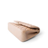 CHANEL Handbag 21S Pearly Beige Calfskin Quilted Classic Double Flap Light Gold Hardware - Redeluxe