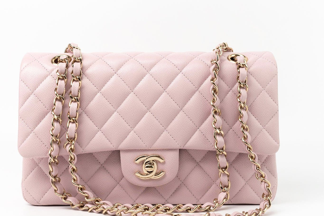 CHANEL Handbag 21S Pink Clair Caviar Classic Flap Quilted Medium LGHW - Redeluxe