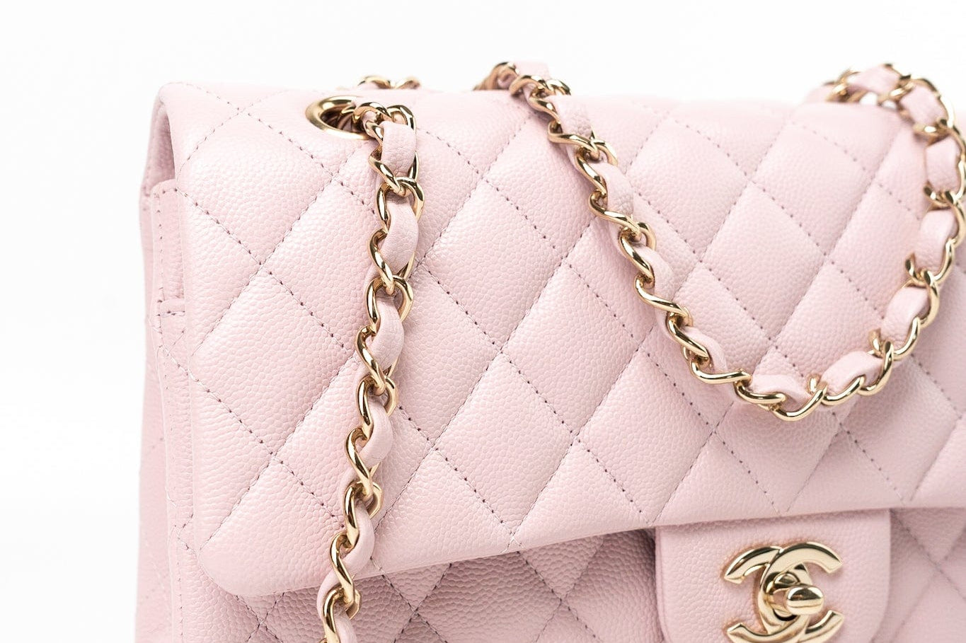 CHANEL Handbag 21S Pink Clair Caviar Classic Flap Quilted Medium LGHW - Redeluxe