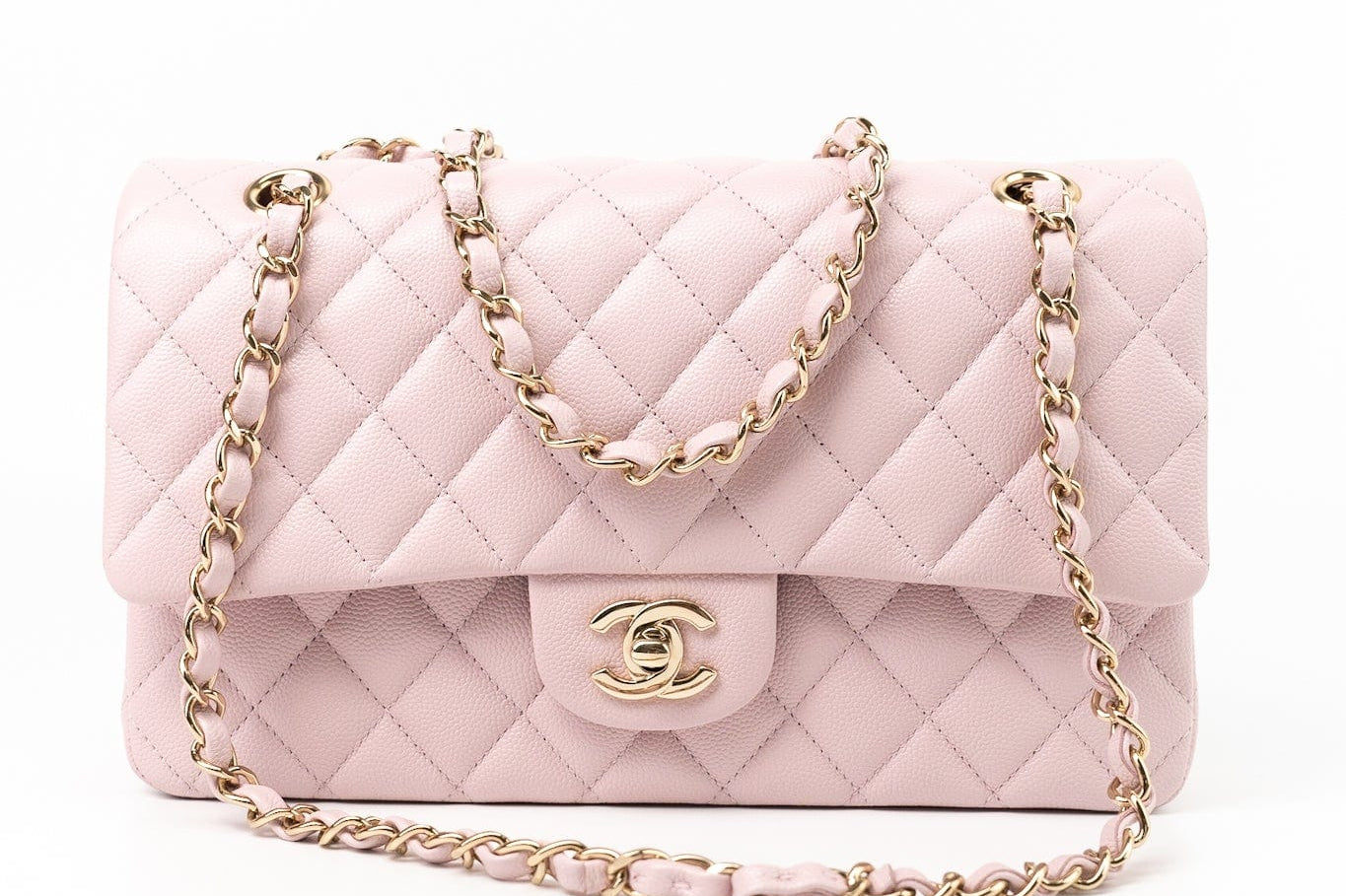 CHANEL Handbag 21S Pink Clair Caviar Classic Flap Quilted Medium LGHW - Redeluxe