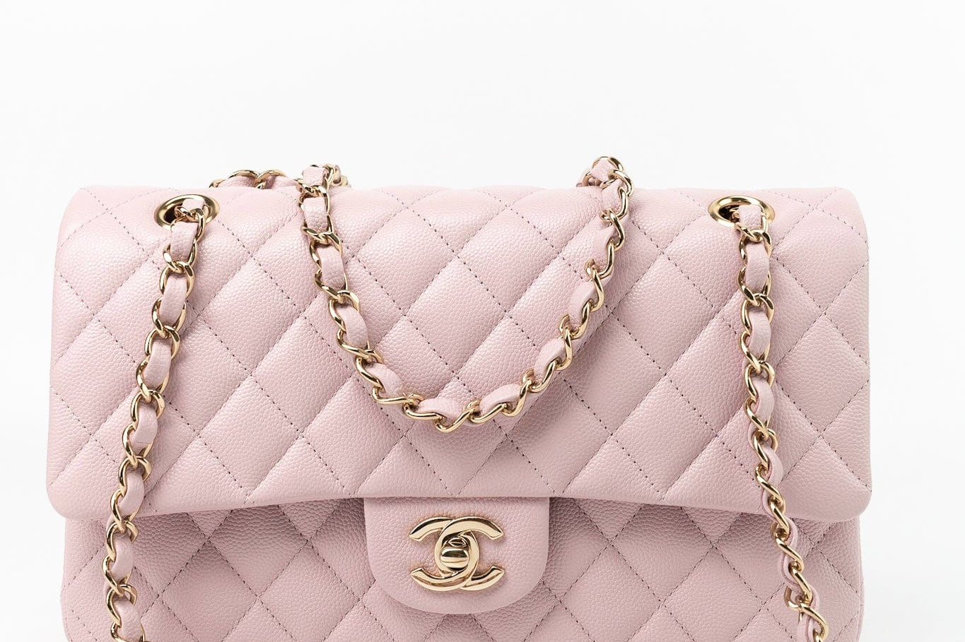 CHANEL Handbag 21S Pink Clair Caviar Classic Flap Quilted Medium LGHW - Redeluxe