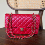 Chanel Handbag 21S Red Iridescent Caviar Quilted Classic Flap Medium - Redeluxe