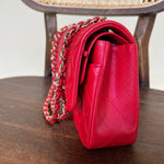 Chanel Handbag 21S Red Iridescent Caviar Quilted Classic Flap Medium - Redeluxe
