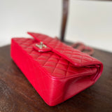 Chanel Handbag 21S Red Iridescent Caviar Quilted Classic Flap Medium - Redeluxe