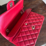 Chanel Handbag 21S Red Iridescent Caviar Quilted Classic Flap Medium - Redeluxe