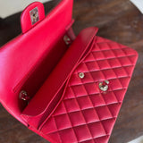 Chanel Handbag 21S Red Iridescent Caviar Quilted Classic Flap Medium - Redeluxe