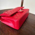 Chanel Handbag 21S Red Iridescent Caviar Quilted Classic Flap Medium - Redeluxe