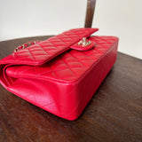 Chanel Handbag 21S Red Iridescent Caviar Quilted Classic Flap Medium - Redeluxe