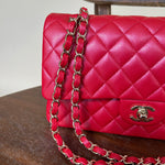 Chanel Handbag 21S Red Iridescent Caviar Quilted Classic Flap Medium - Redeluxe