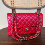 Chanel Handbag 21S Red Iridescent Caviar Quilted Classic Flap Medium - Redeluxe