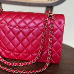 Chanel Handbag 21S Red Iridescent Caviar Quilted Classic Flap Medium - Redeluxe
